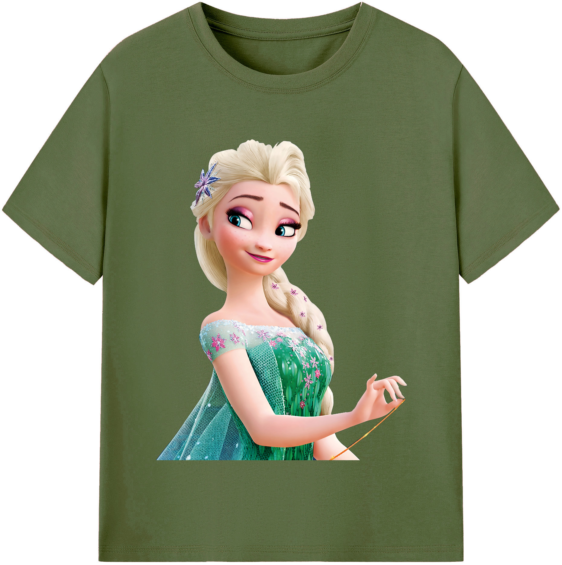 （画像用） アナと雪の女王 アンナ エルサ Frozen Anna Elsa 綿100％半袖Tシャツ（フロントプリント）